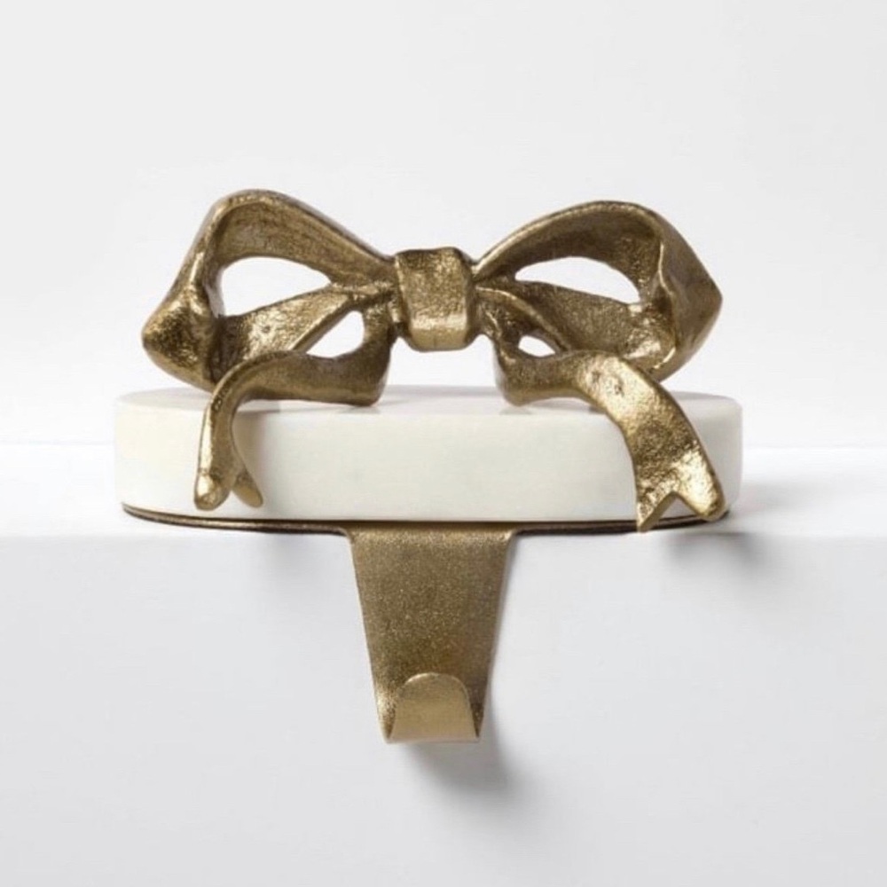 2 l Marble & Metal Bow Christmas Stocking Holder Gold - Threshold Studio McGee - Picture 3 of 7